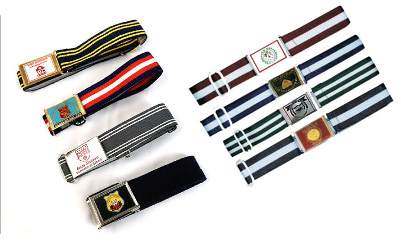 Striped Elastic School Belts with Metal Buckles