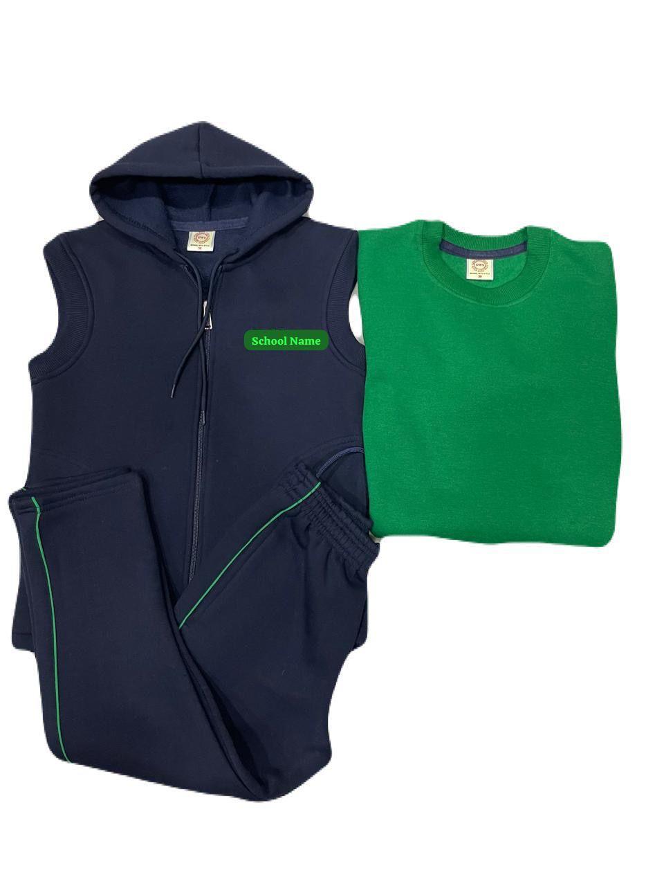 Black Tracksuit with Green T-Shirt Set