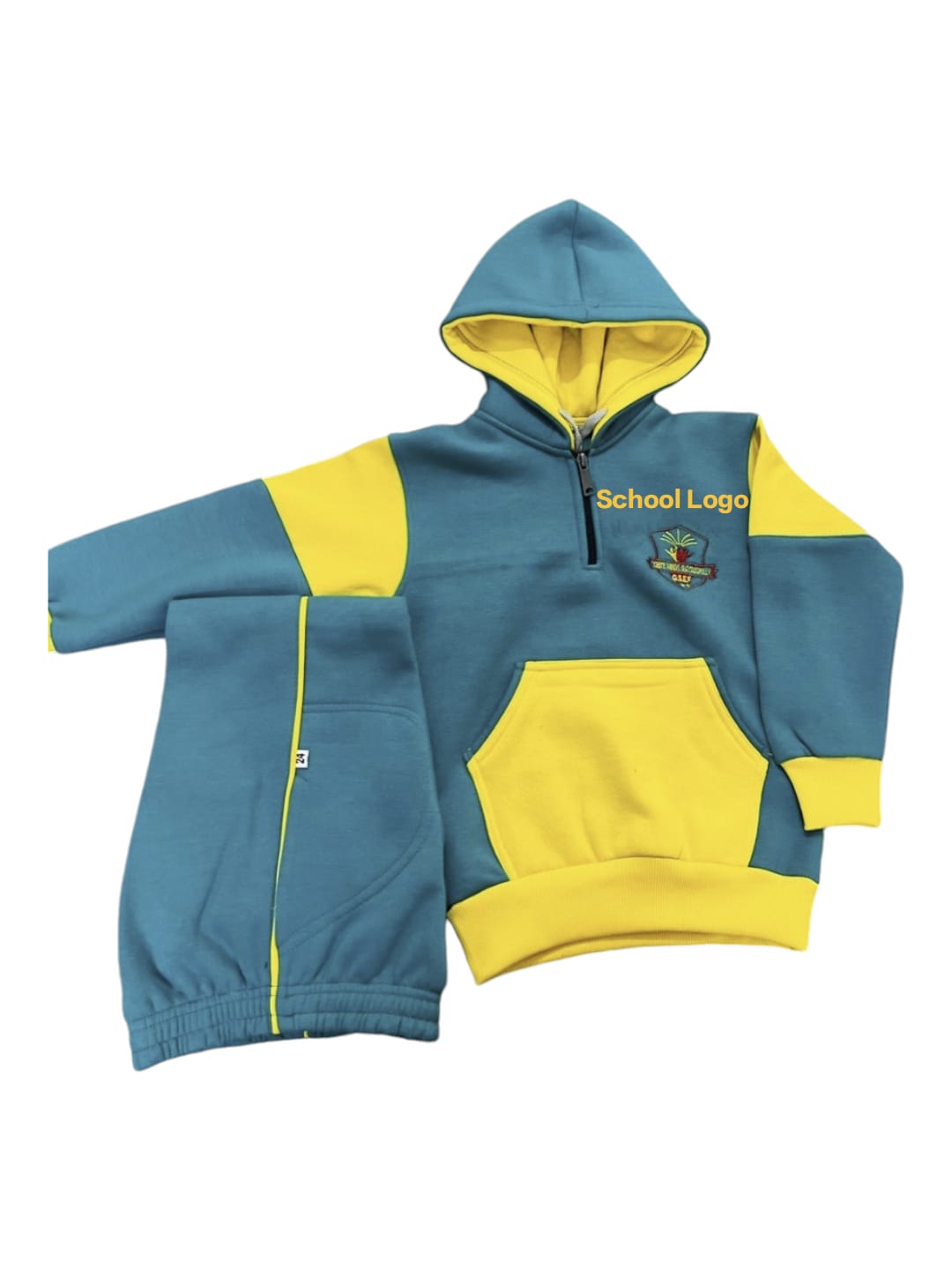 Blue & Yellow Colorblock Hoodie Jacket