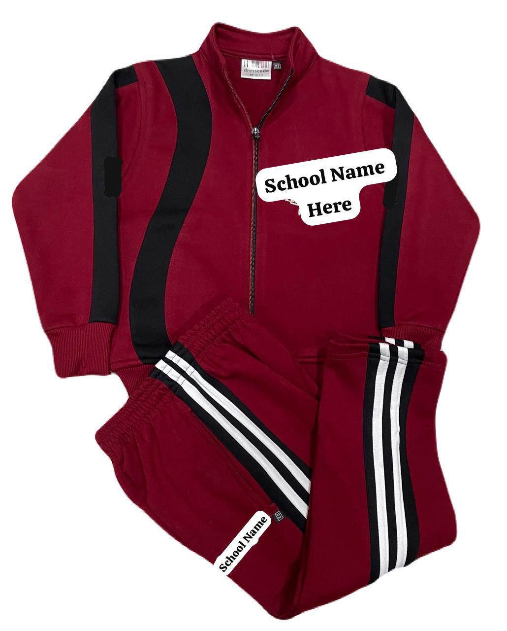 Maroon Sports Tracksuit with White Highlights