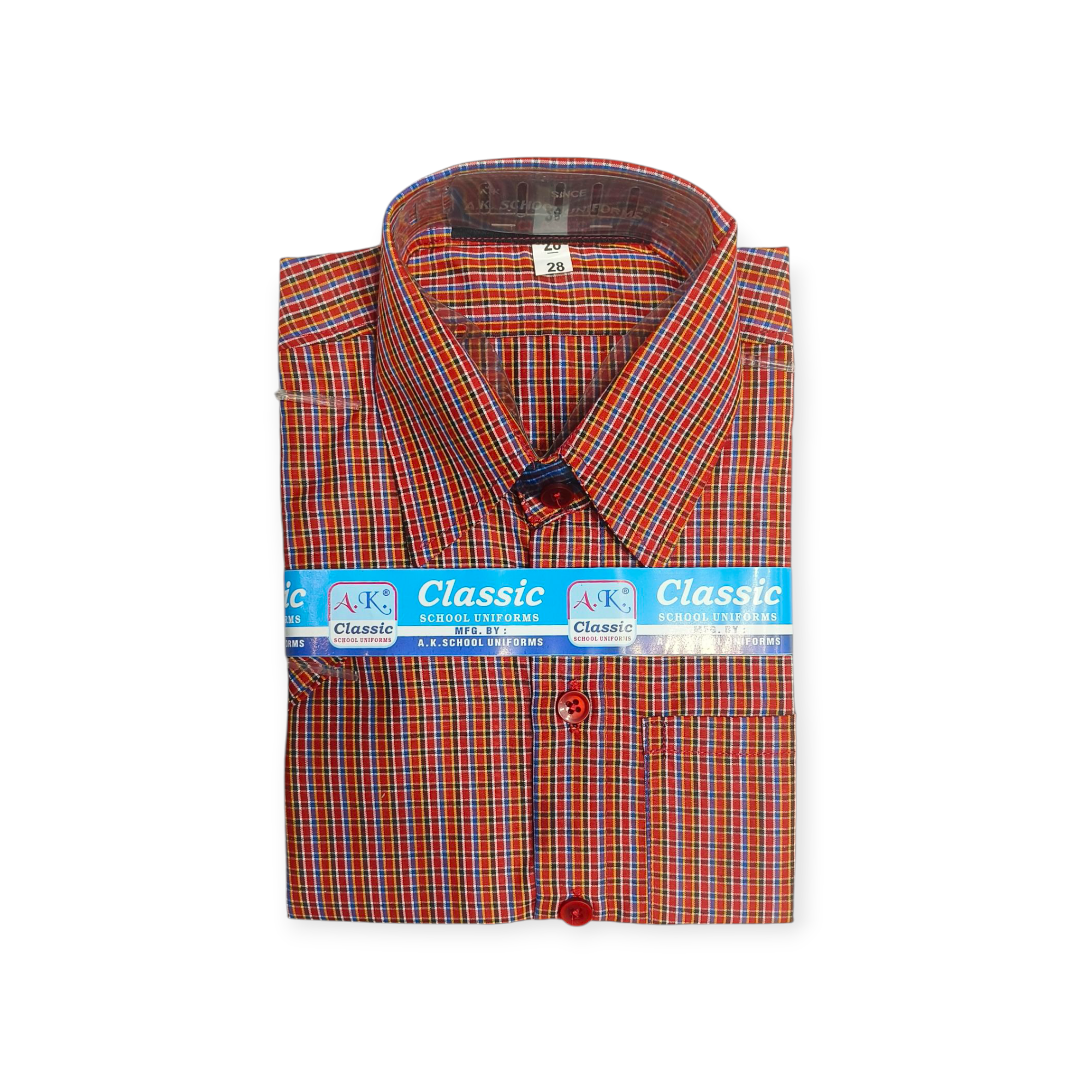 Red & Orange Checked Formal Shirt