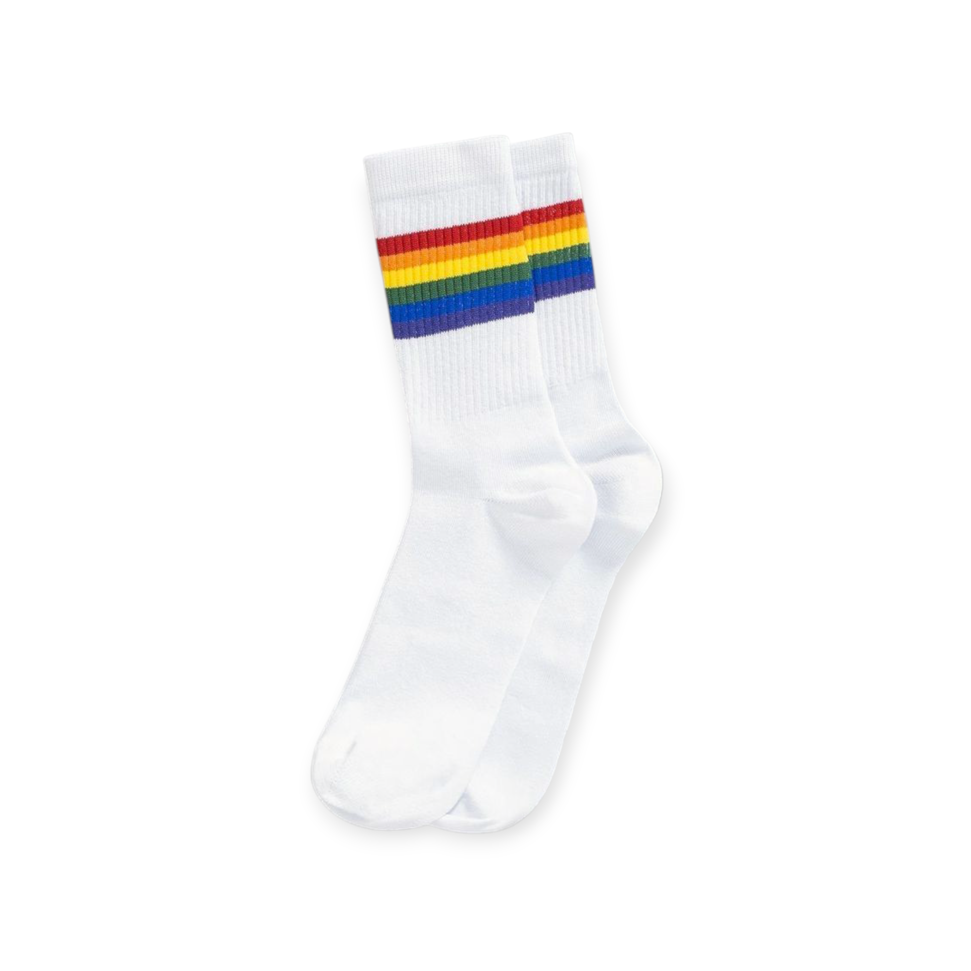 White Rainbow Stripe Ankle Socks