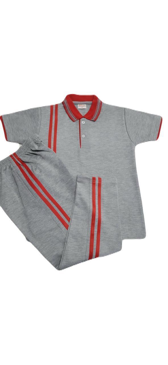 Grey & Red Sports Uniform Set